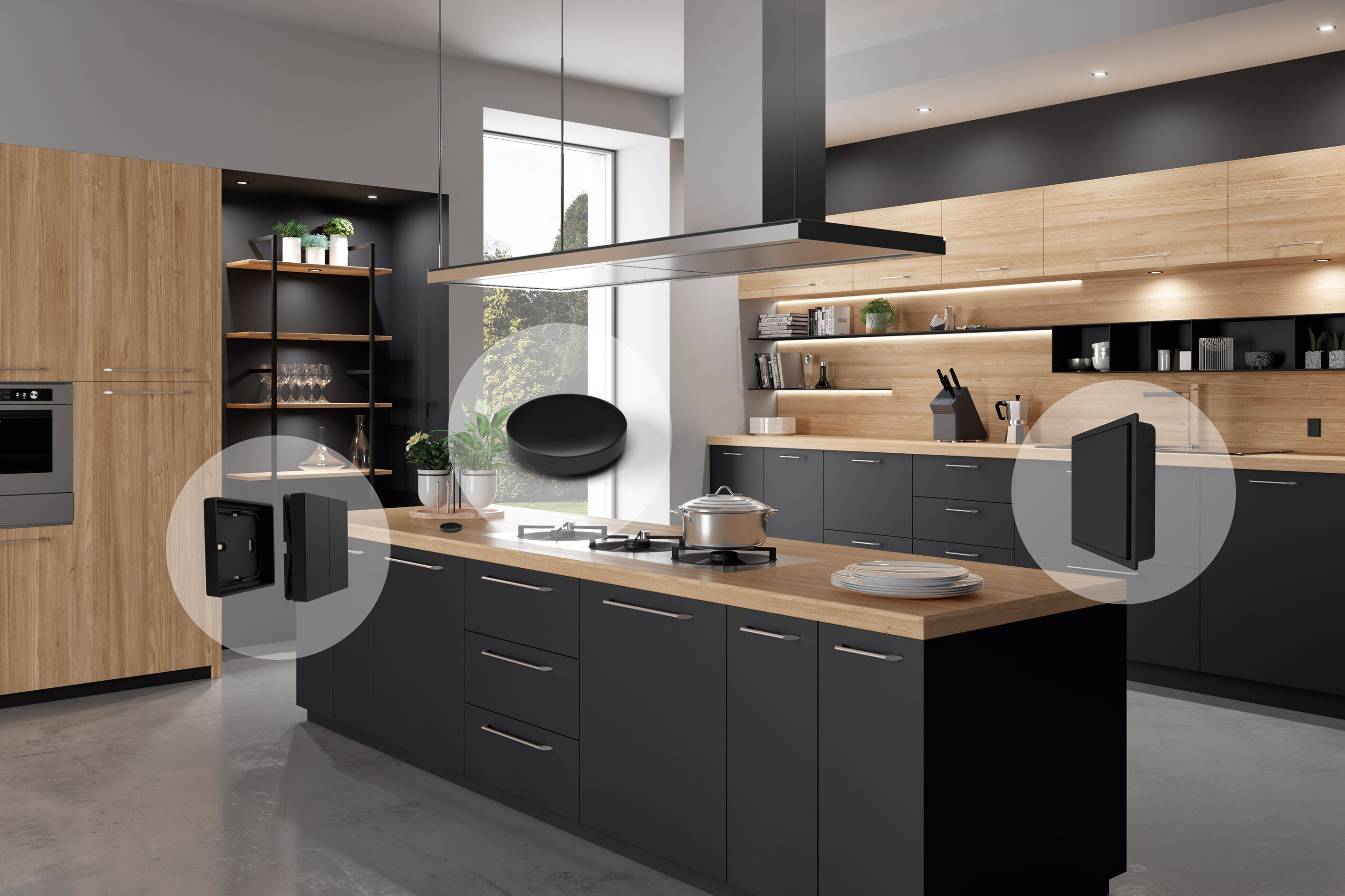 pohled do kuchyně s ostrůvkem